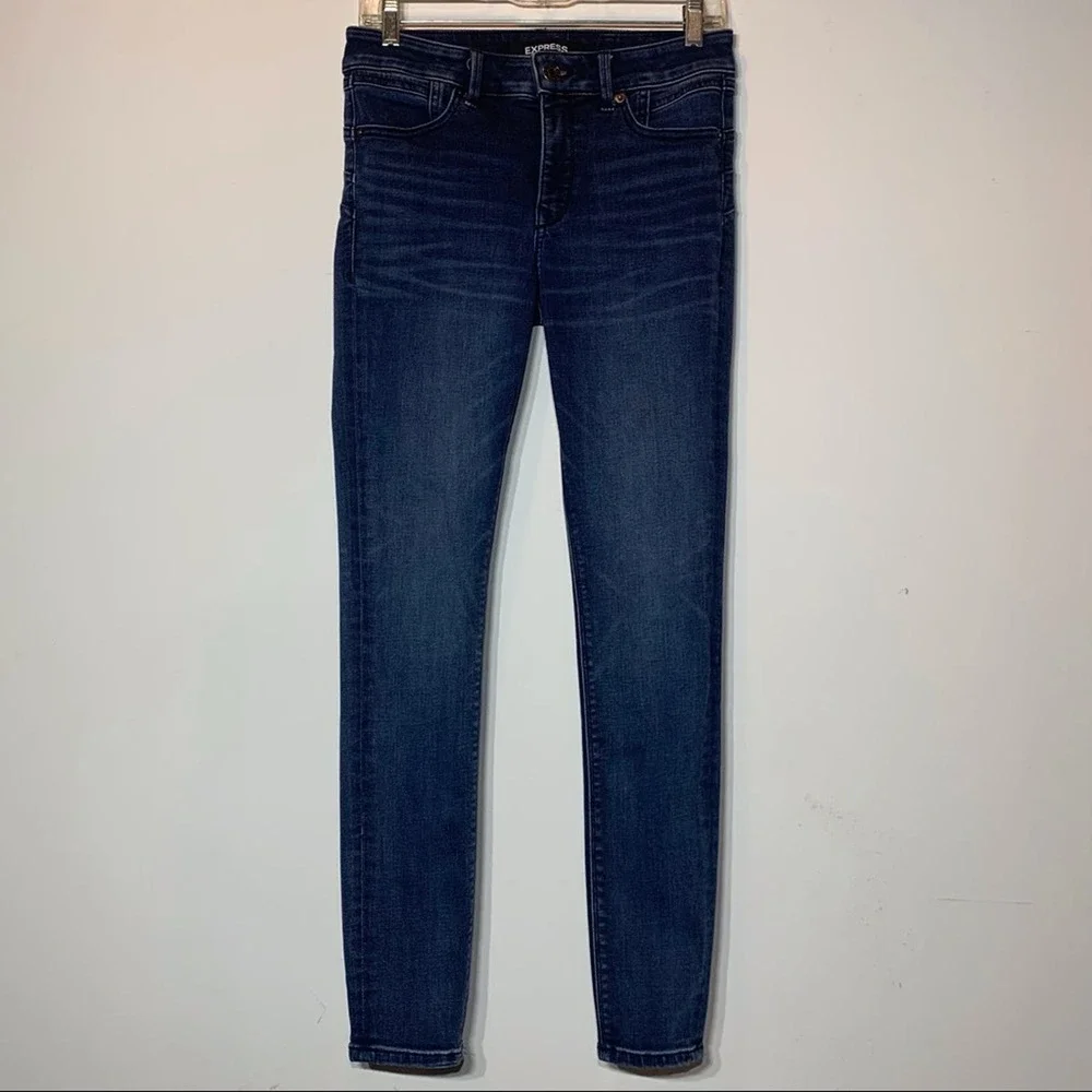 EUC Express‎ Dark Wash Mid Rise Legging Denim Jeans Size 4